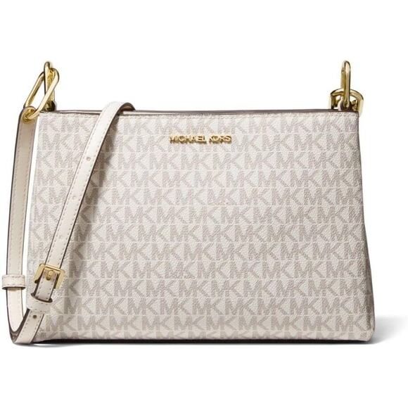NWT Michael Kors Womens Trisha Triple Compartment Crossbody (Lt Cream Multi)-OS - Picture 1 of 7